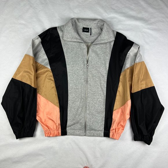 Urban Outfitters Out From Under Grey Jacket with Black/Tan/Peach Sleeves Size M - Picture 2 of 8
